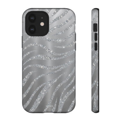 Silver Glitter Zebra Tough Case