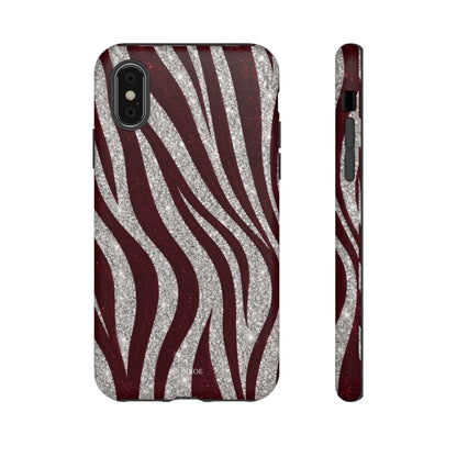 Burgundy Zebra Glitter Tough Case