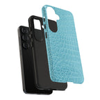 Croc Embossed Turquoise Phone Case