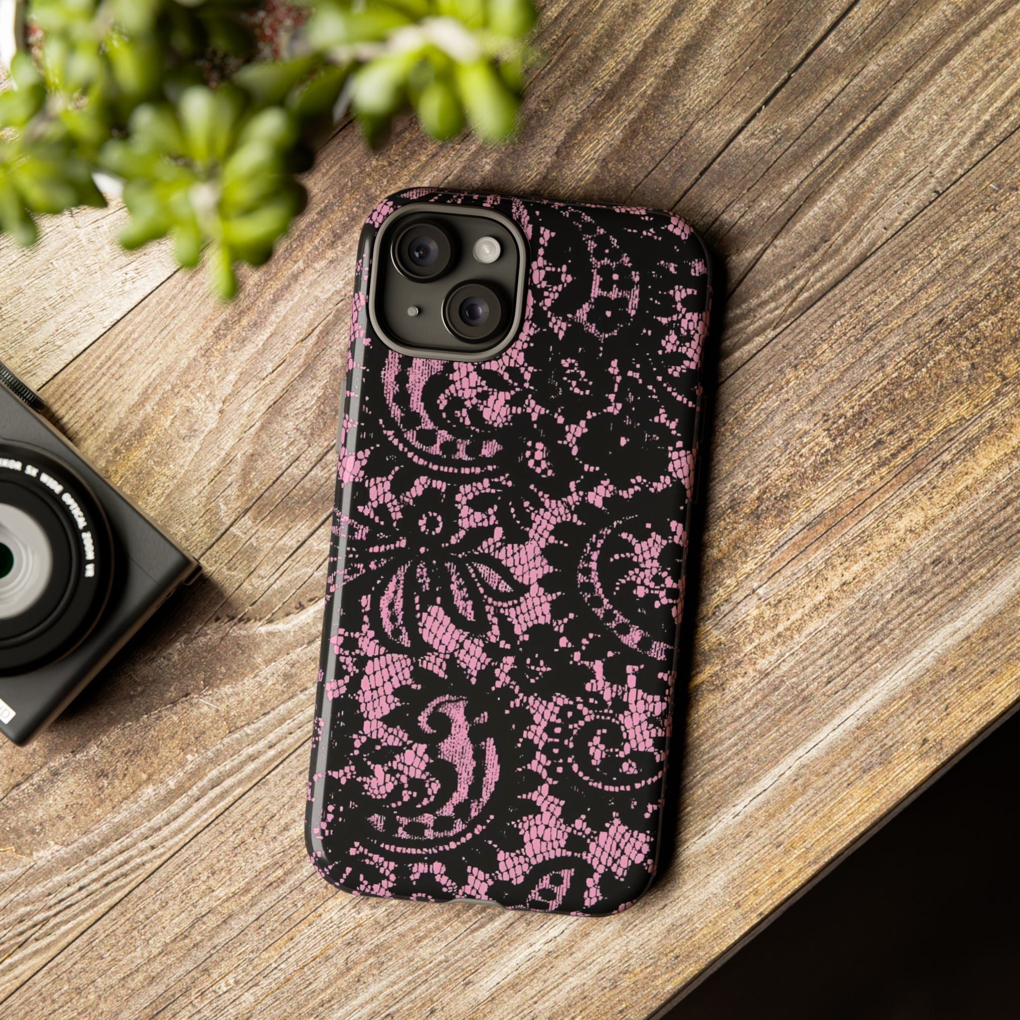Pink Lace Pattern Tough Phone Case