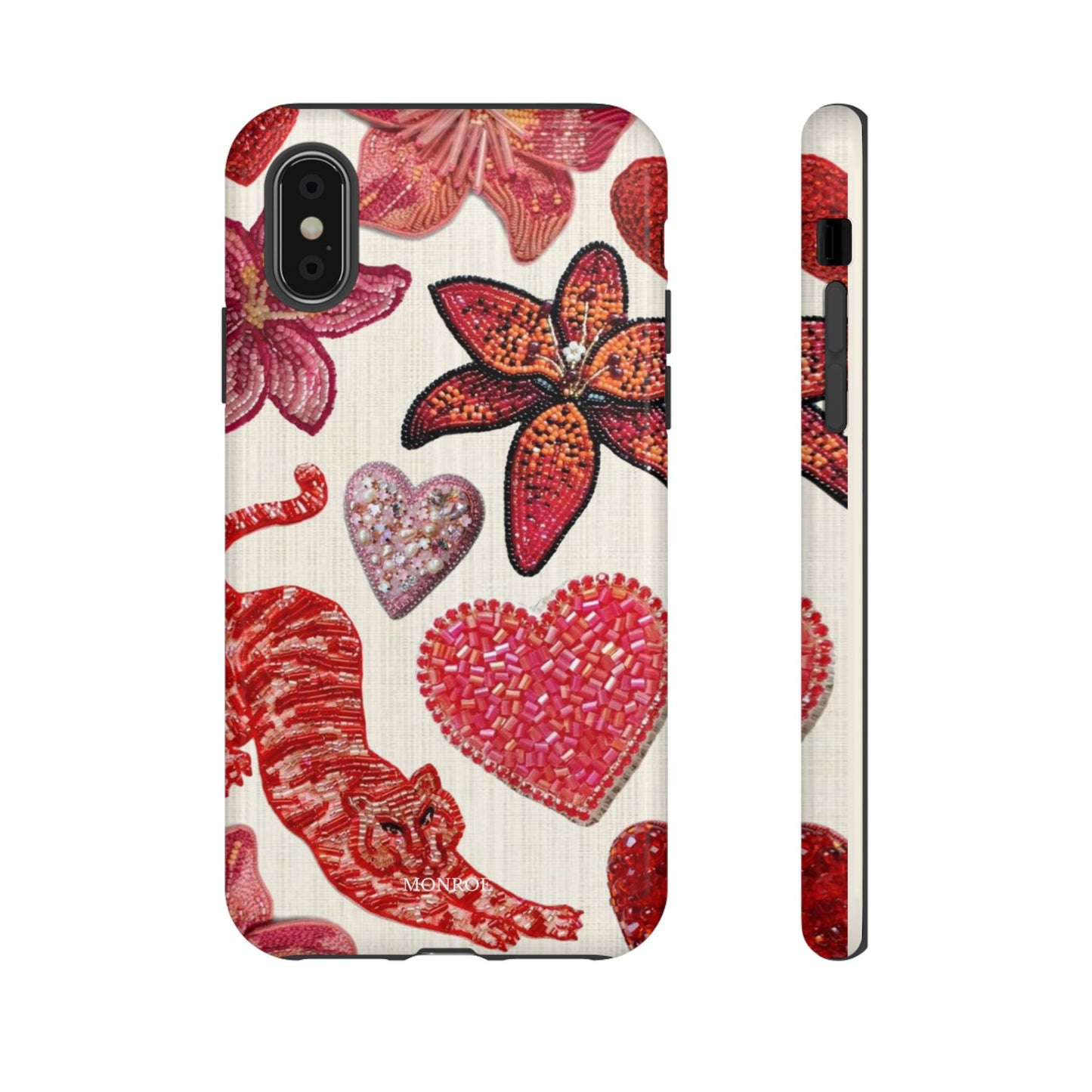 Floral & Heart Pattern Tough Case