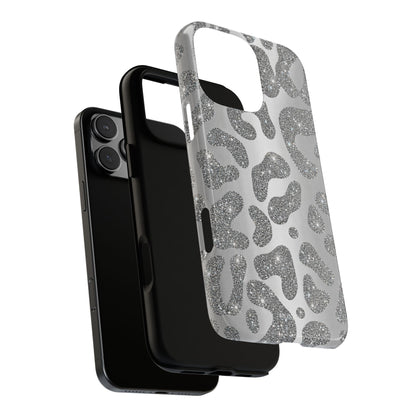 Silver Glitter Leopard Tough Case