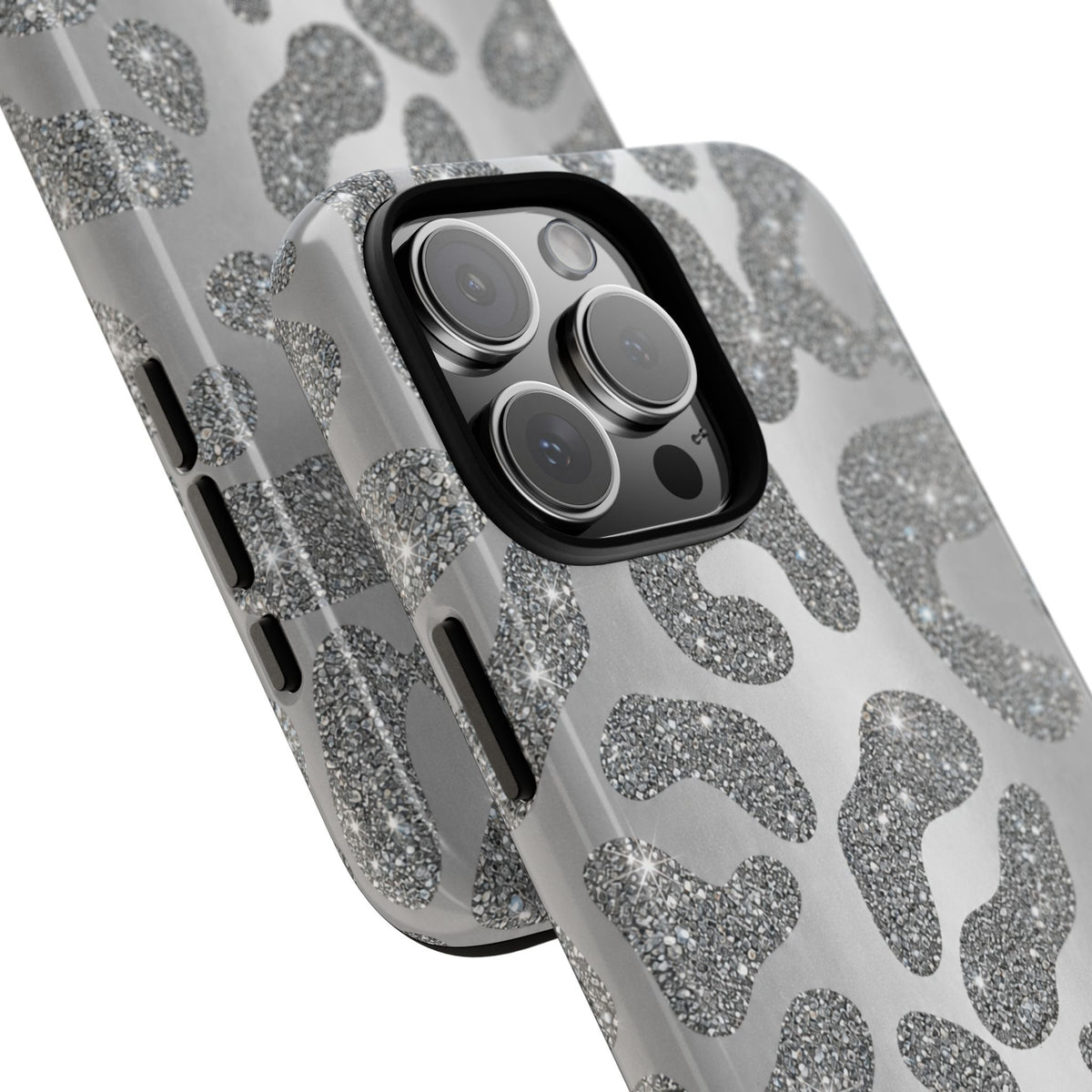 Silver Glitter Leopard Tough Case