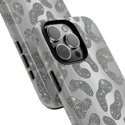 Silver Glitter Leopard Tough Case
