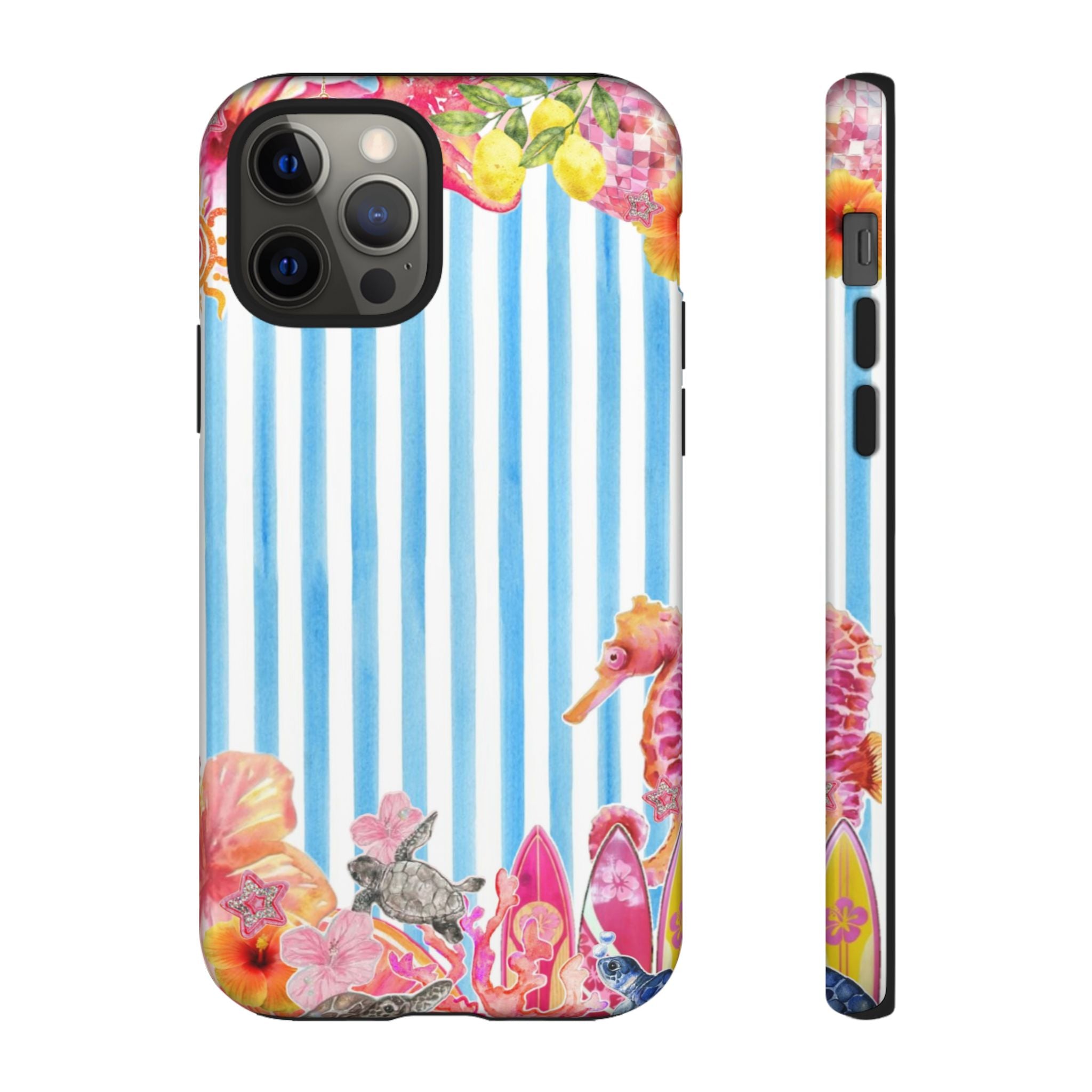 Beach Blue Striped Tough Phone Case