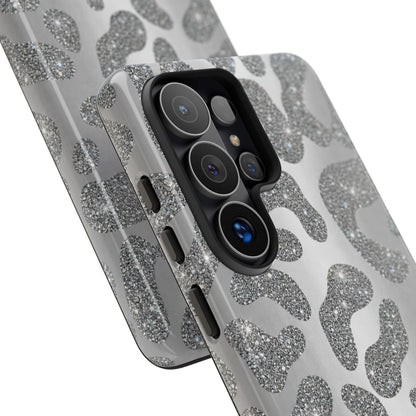 Silver Glitter Leopard Tough Case