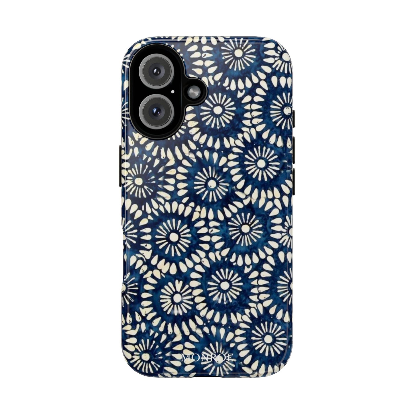 Navy Shibori Floral Tough Phone Case