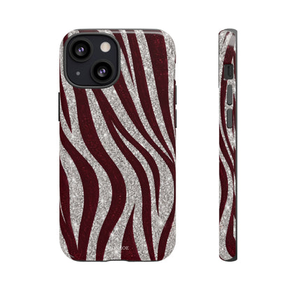 Burgundy Zebra Glitter Tough Case