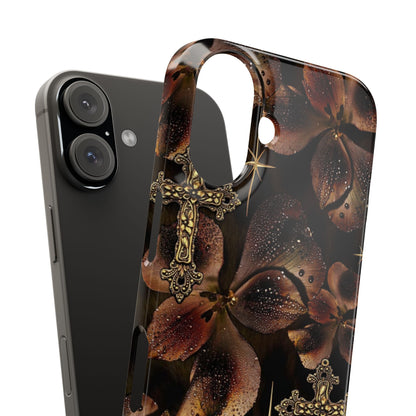 Brown Floral Cross Case