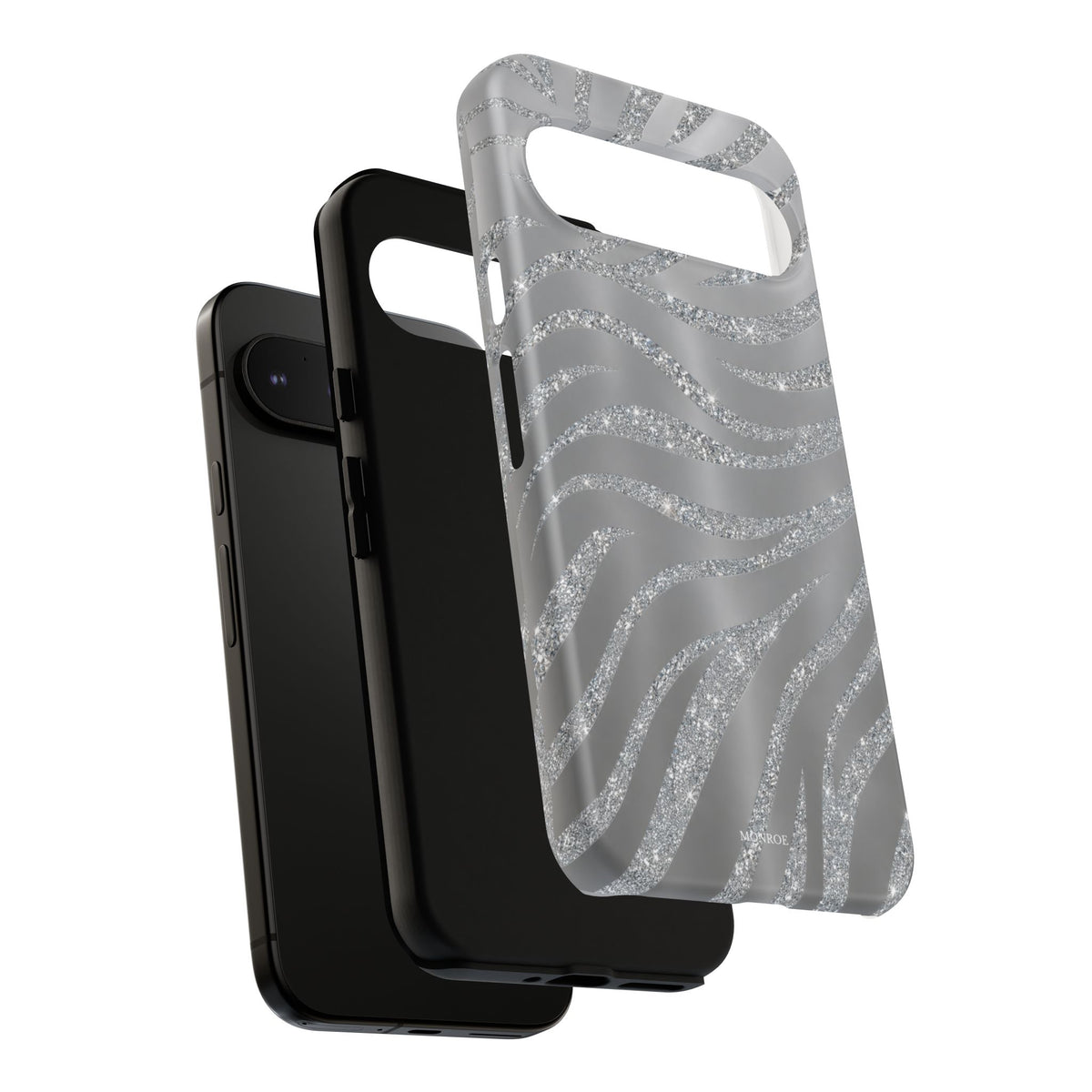 Silver Glitter Zebra Tough Case