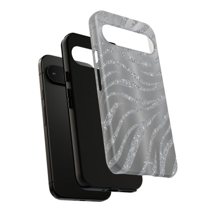 Silver Glitter Zebra Tough Case