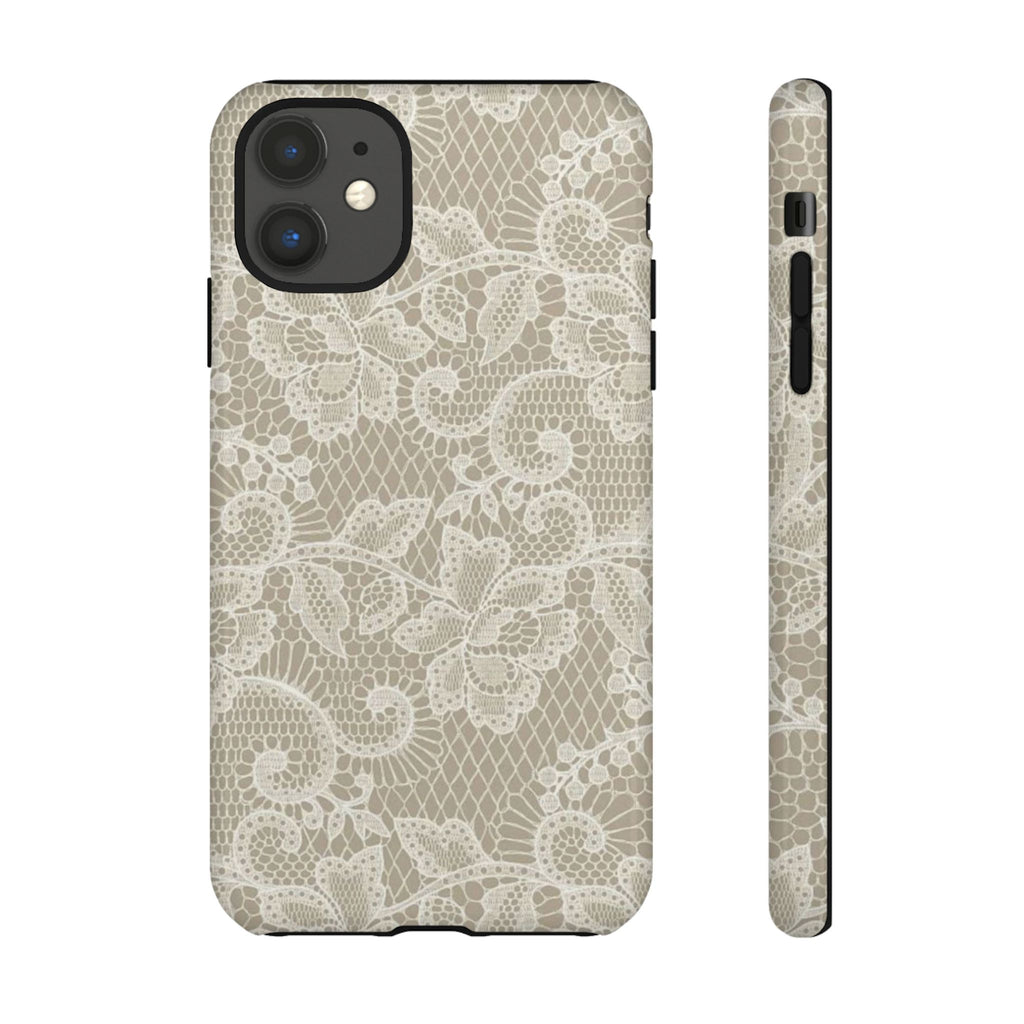 White Lace Pattern Tough Phone Case