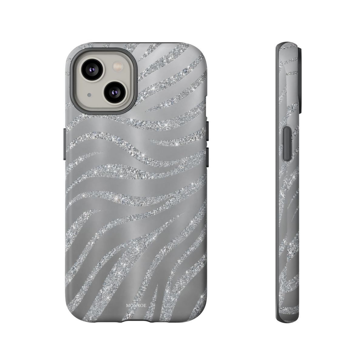 Silver Glitter Zebra Tough Case