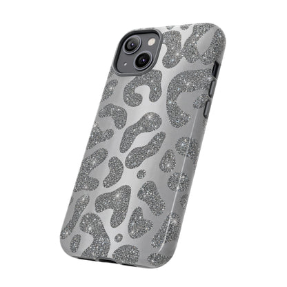 Silver Glitter Leopard Tough Case