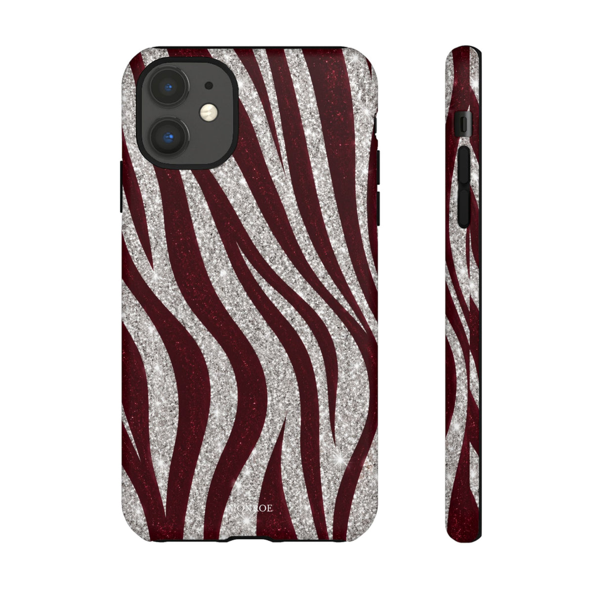 Burgundy Zebra Glitter Tough Case