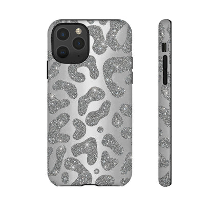 Silver Glitter Leopard Tough Case