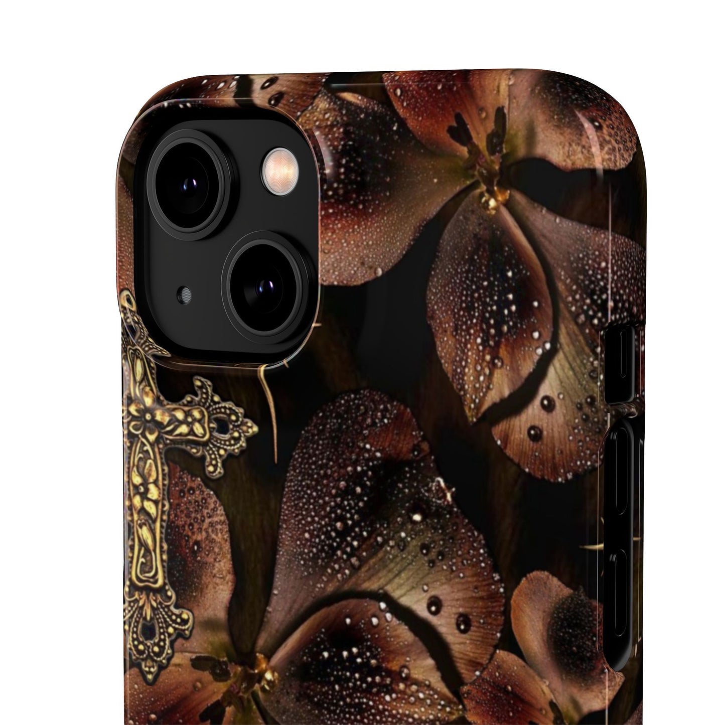 Brown Floral Cross Case