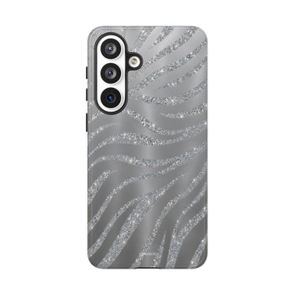 Silver Glitter Zebra Tough Case