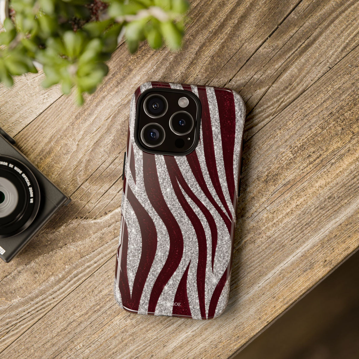 Burgundy Zebra Glitter Tough Case