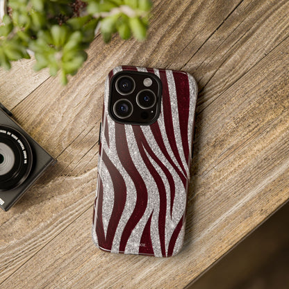 Burgundy Zebra Glitter Tough Case