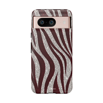 Burgundy Zebra Glitter Tough Case