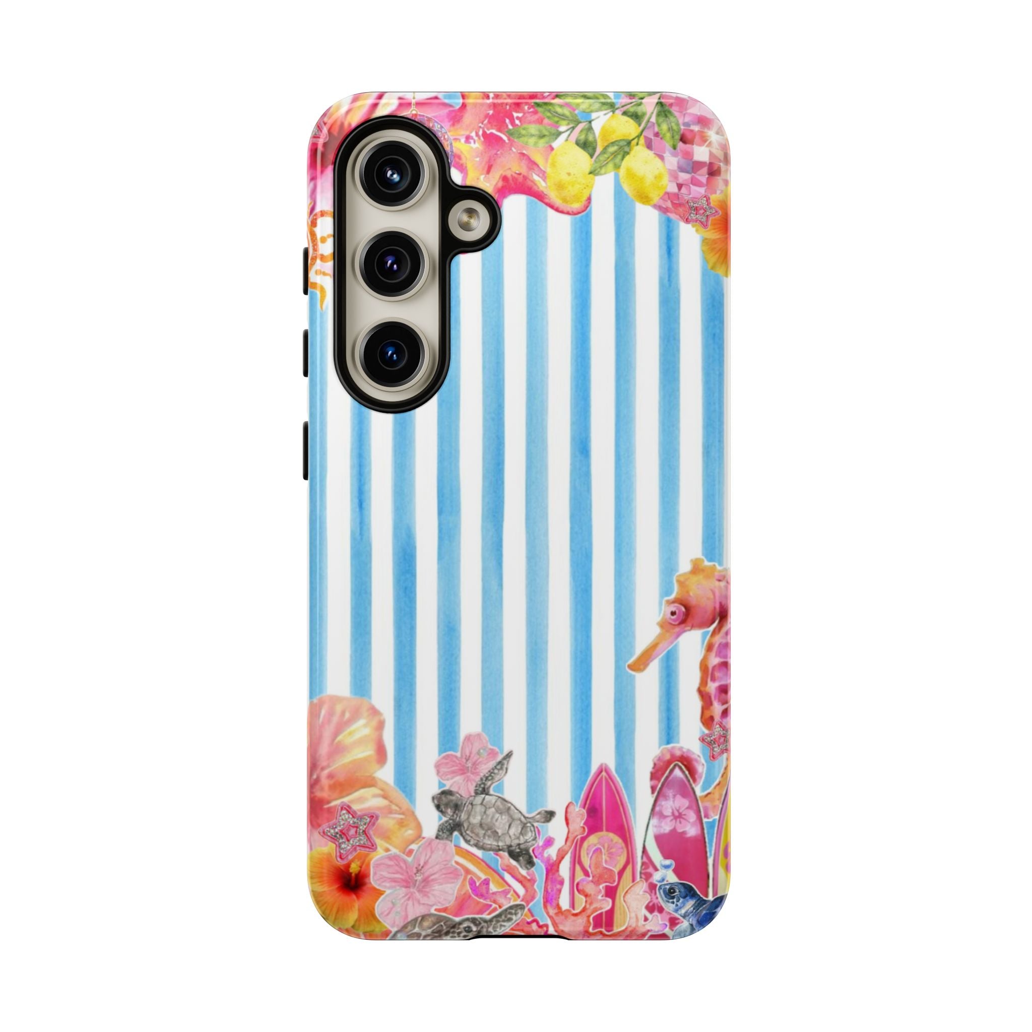 Beach Blue Striped Tough Phone Case