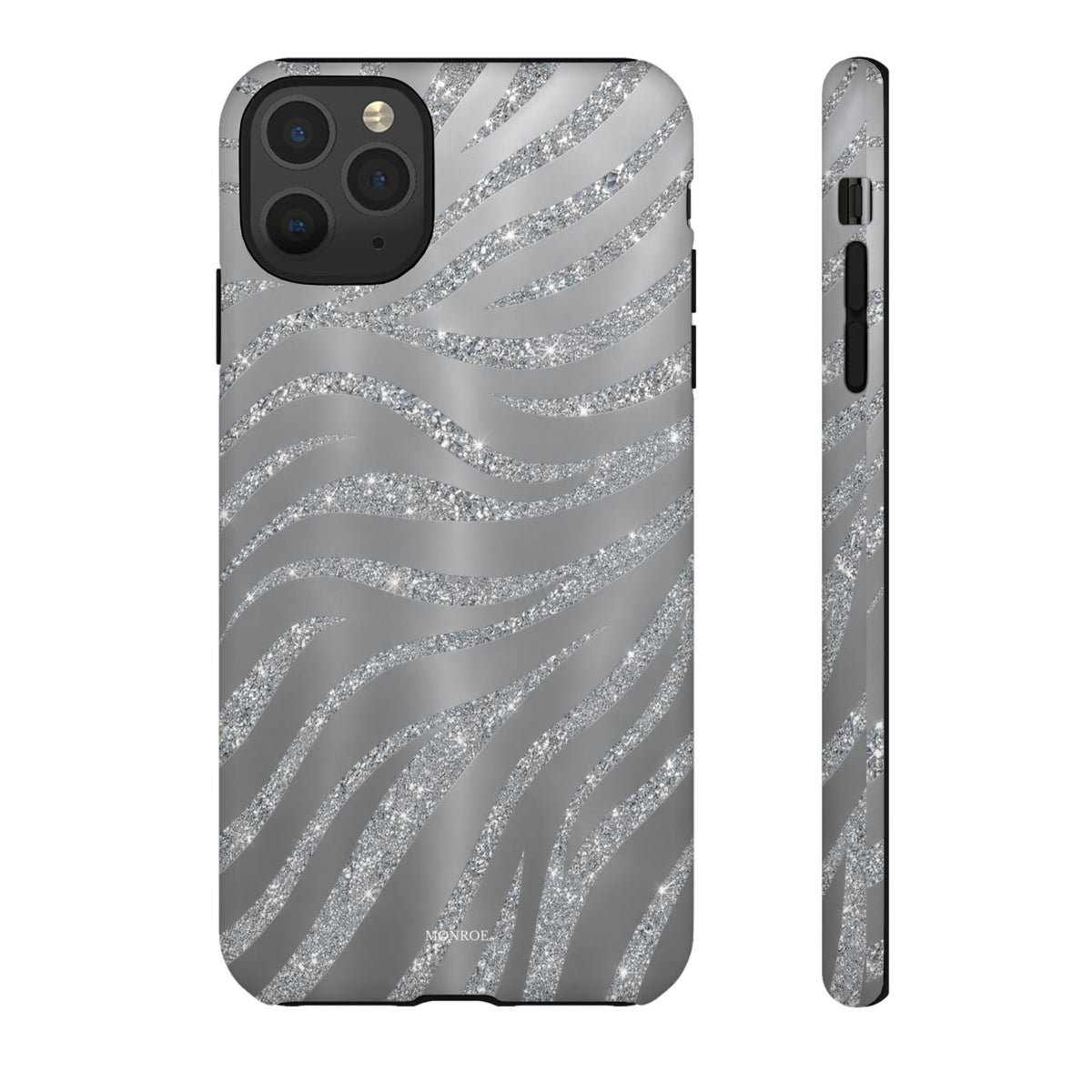 Silver Glitter Zebra Tough Case