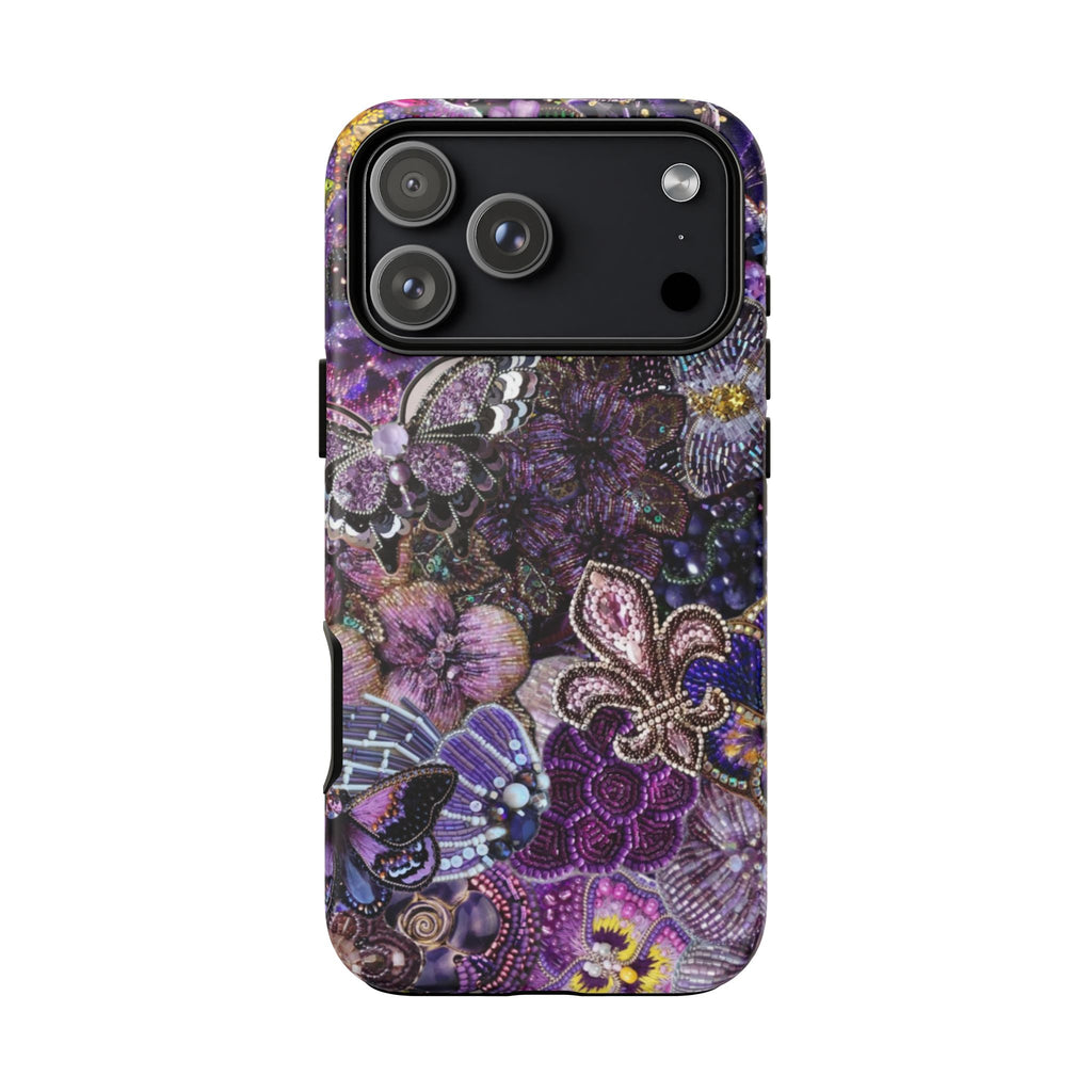 Purple Fleur-de-Lis Floral Tough Phone Case