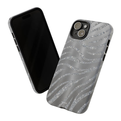 Silver Glitter Zebra Tough Case