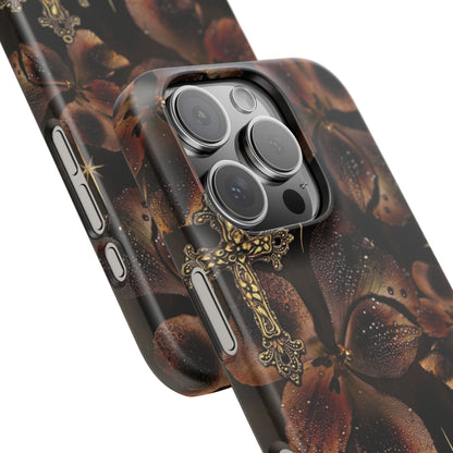 Brown Floral Cross Case