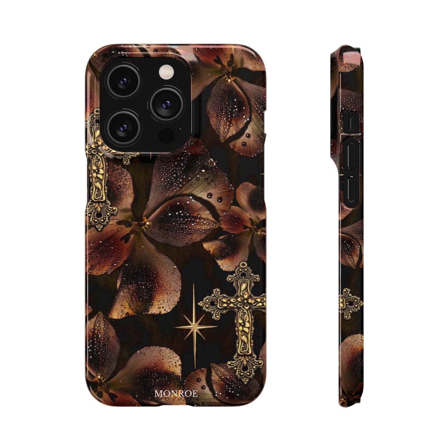 Brown Floral Cross Case