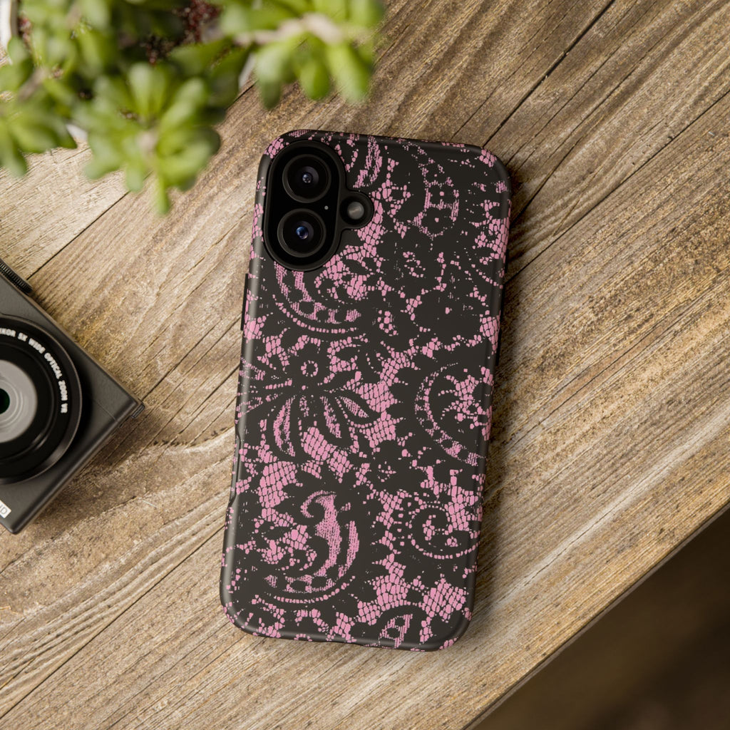 Pink Lace Pattern Tough Phone Case