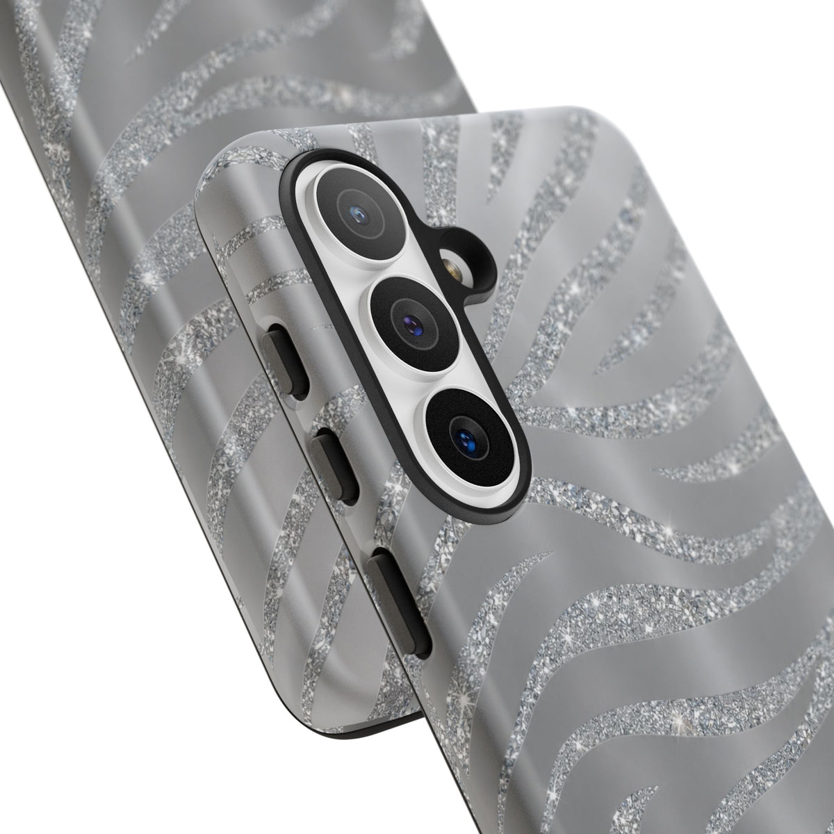 Silver Glitter Zebra Tough Case