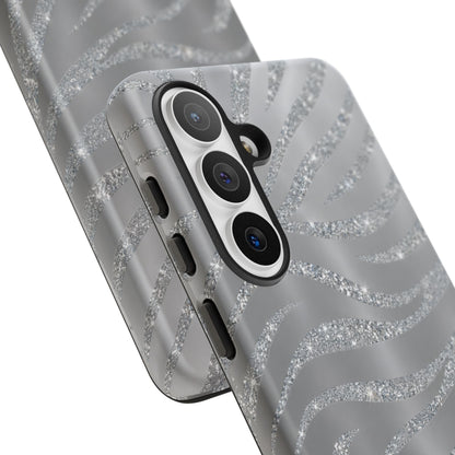 Silver Glitter Zebra Tough Case
