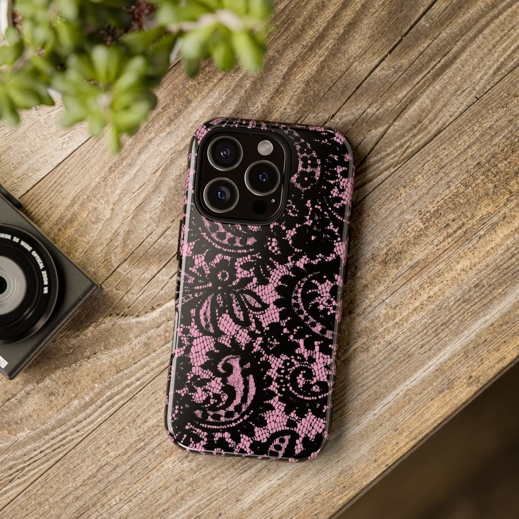 Pink Lace Pattern Tough Phone Case