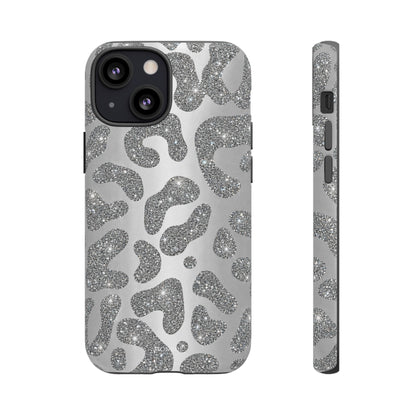 Silver Glitter Leopard Tough Case