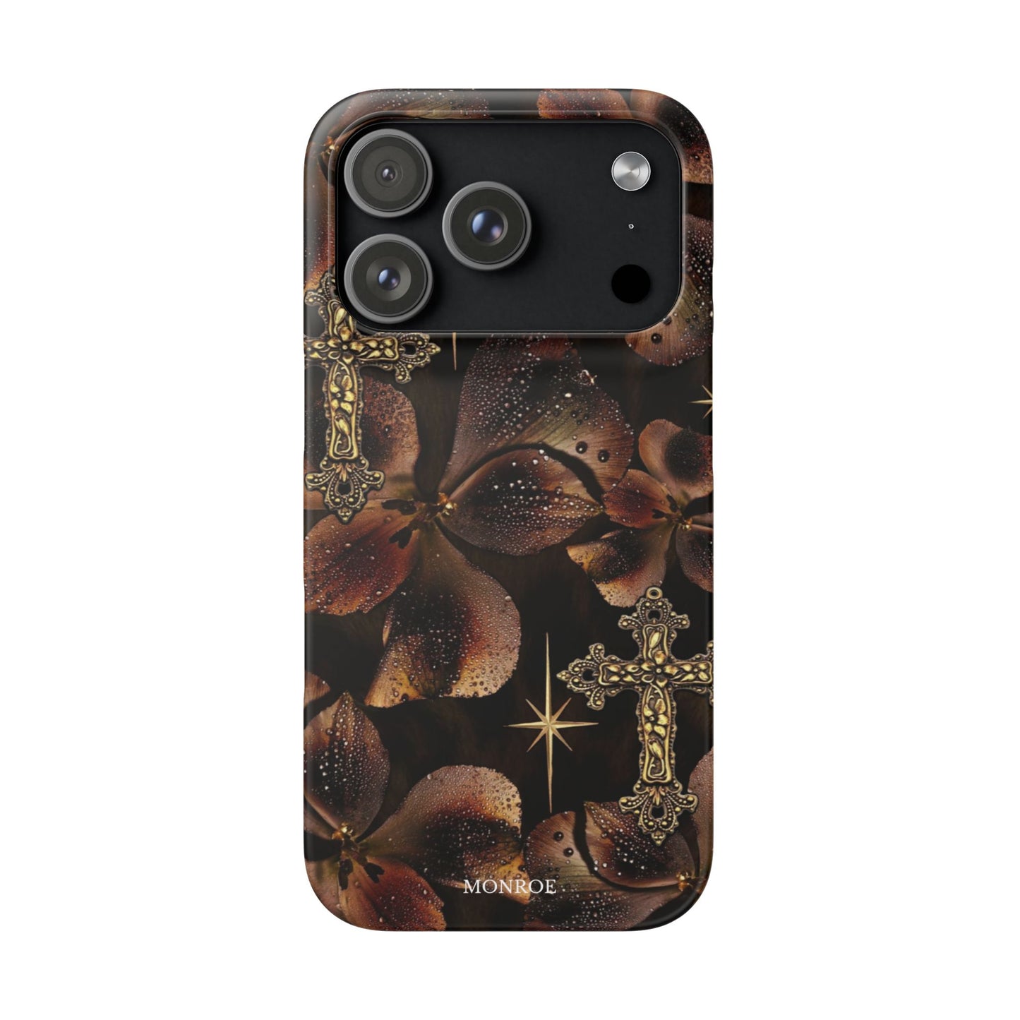 Brown Floral Cross Case