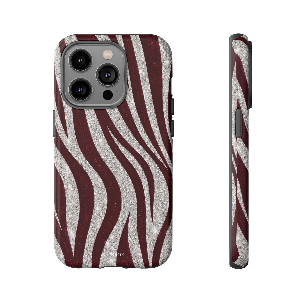 Burgundy Zebra Glitter Tough Case