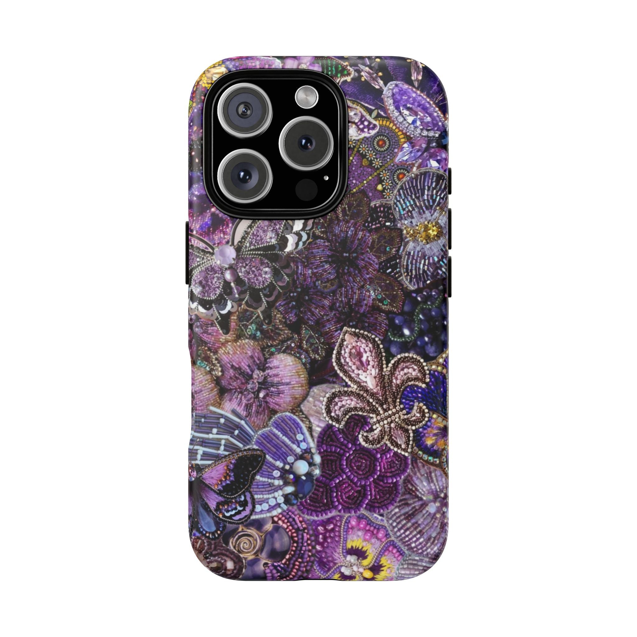 Purple Fleur-de-Lis Floral Tough Phone Case