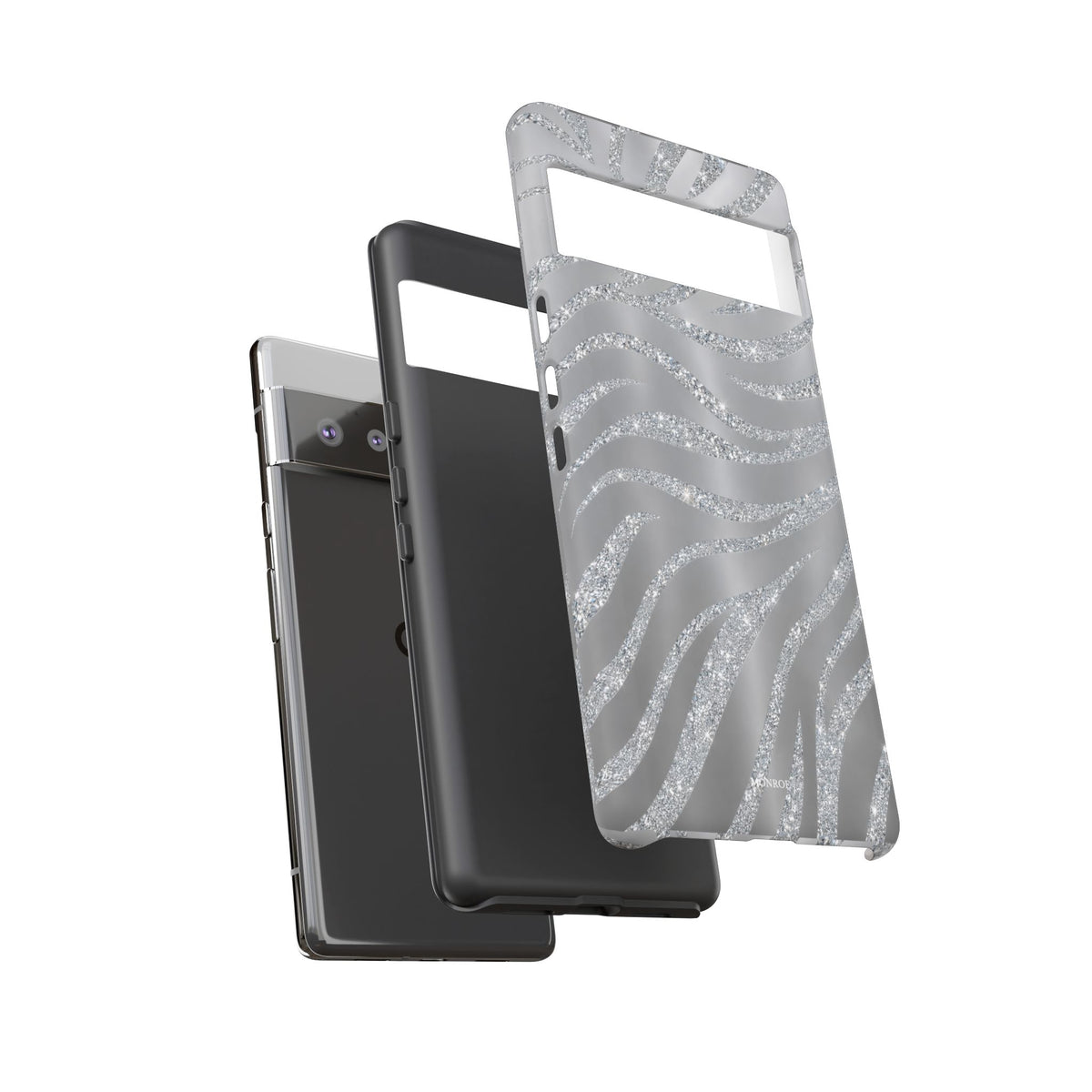 Silver Glitter Zebra Tough Case