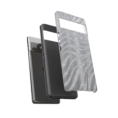 Silver Glitter Zebra Tough Case