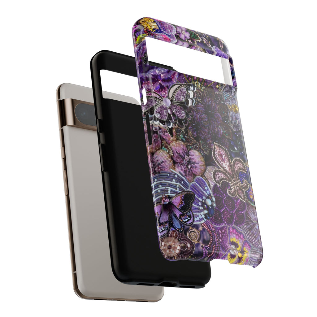 Purple Fleur-de-Lis Floral Tough Phone Case