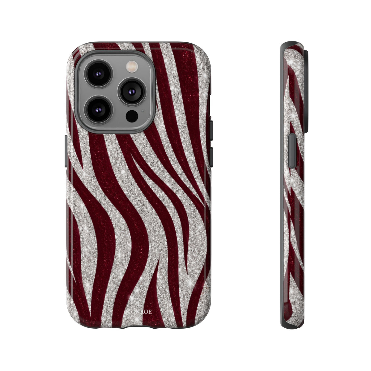 Burgundy Zebra Glitter Tough Case