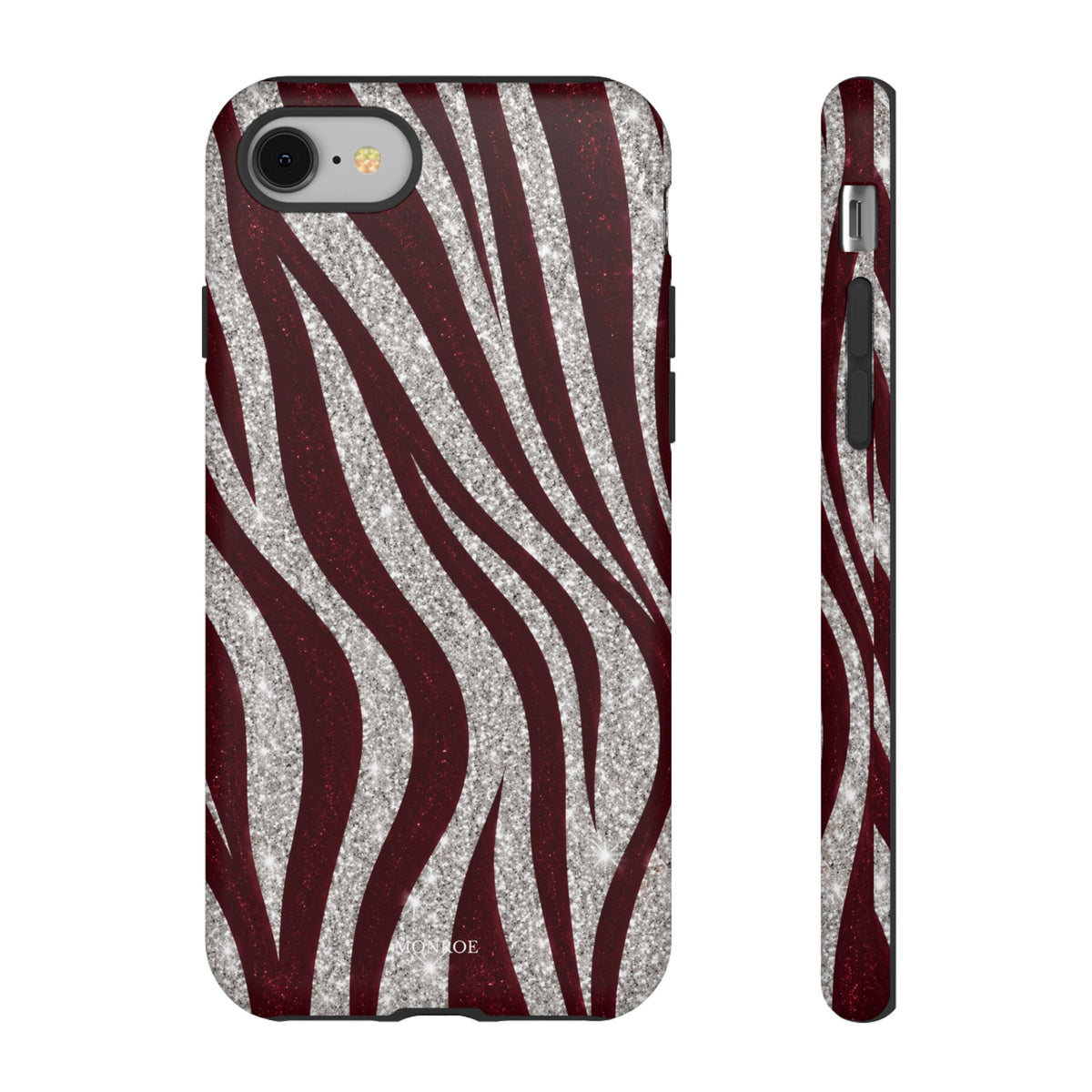 Burgundy Zebra Glitter Tough Case