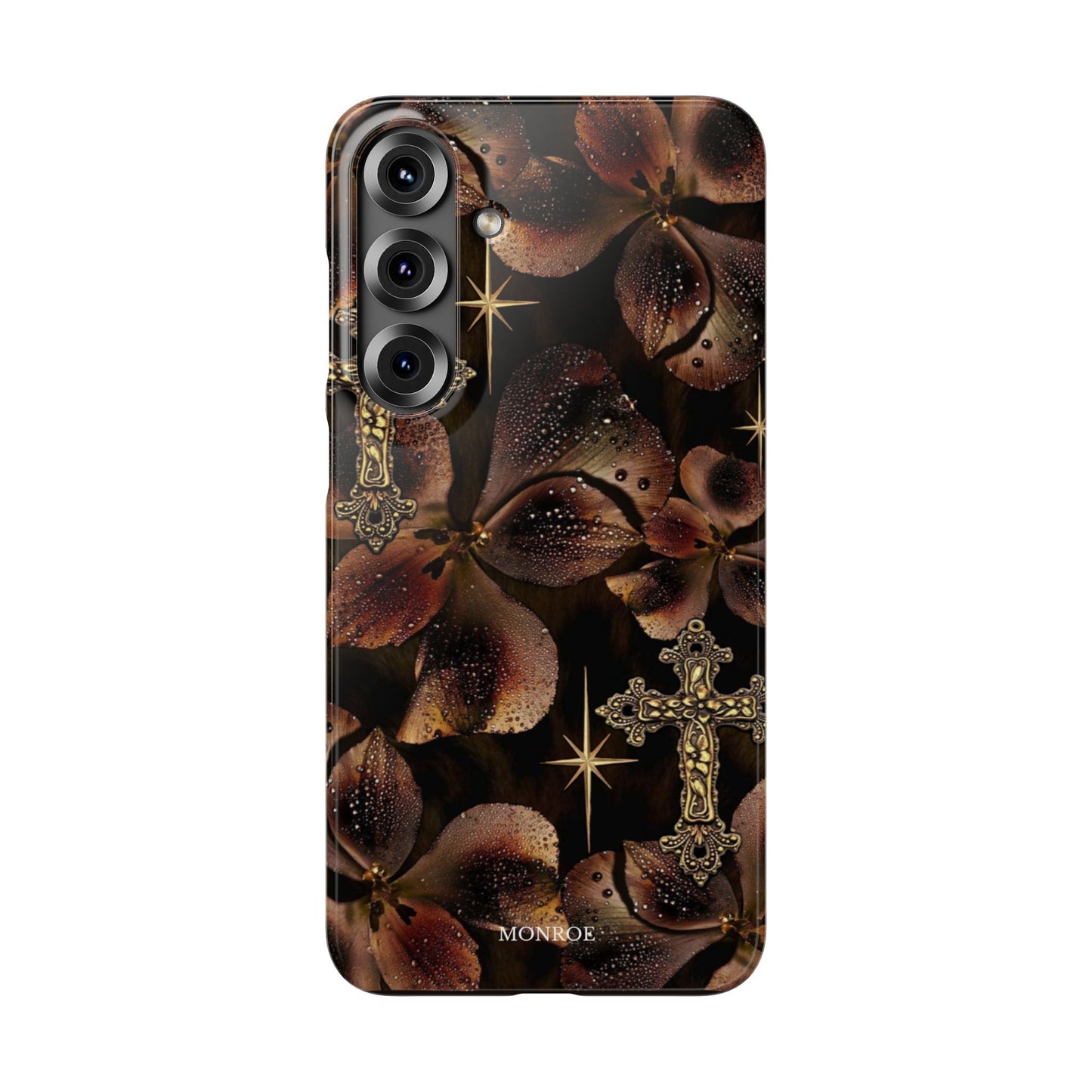 Brown Floral Cross Case