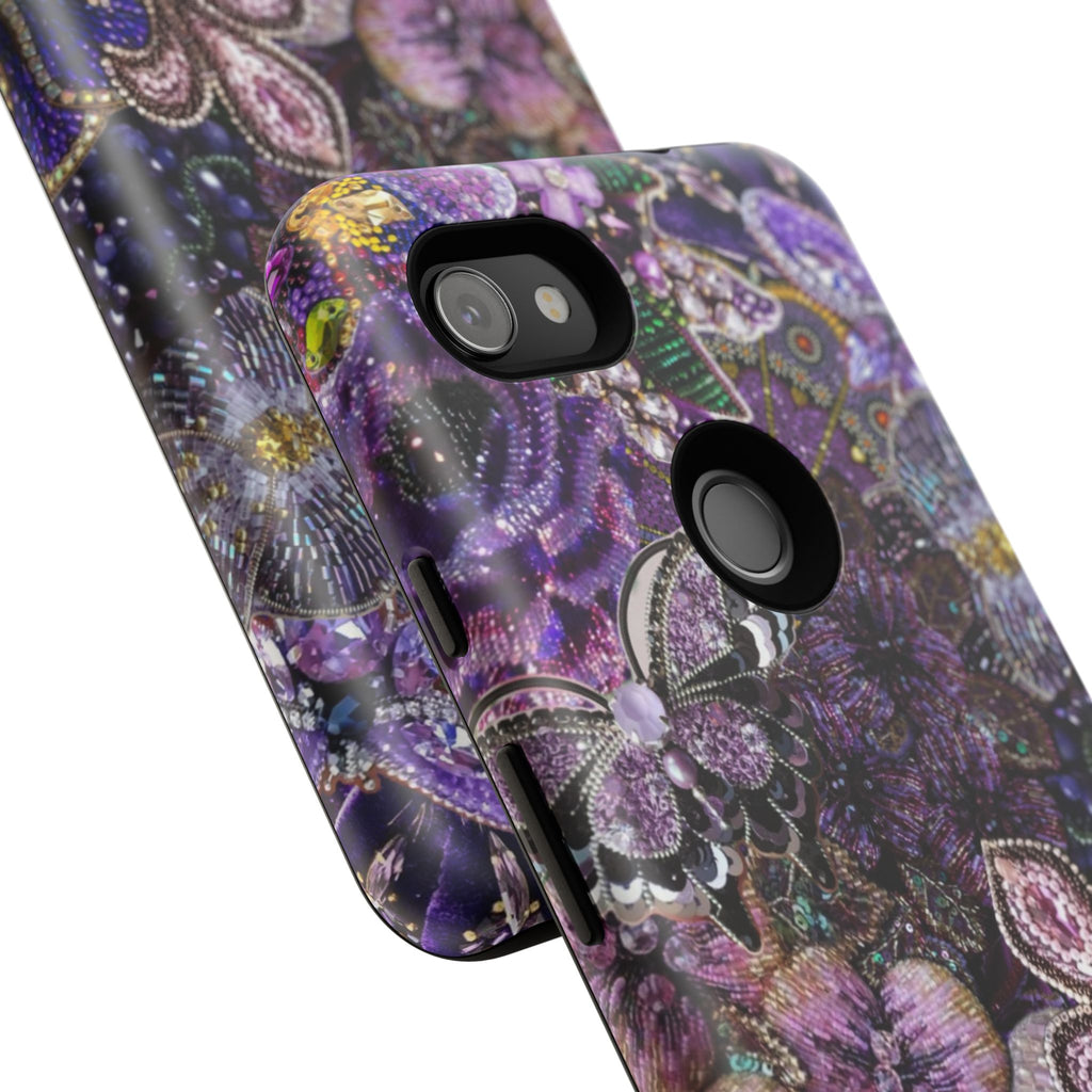 Purple Fleur-de-Lis Floral Tough Phone Case