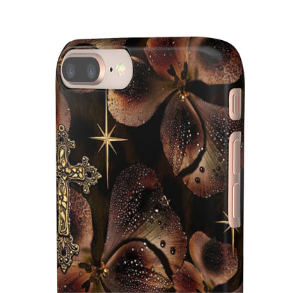 Brown Floral Cross Case