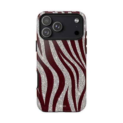 Burgundy Zebra Glitter Tough Case