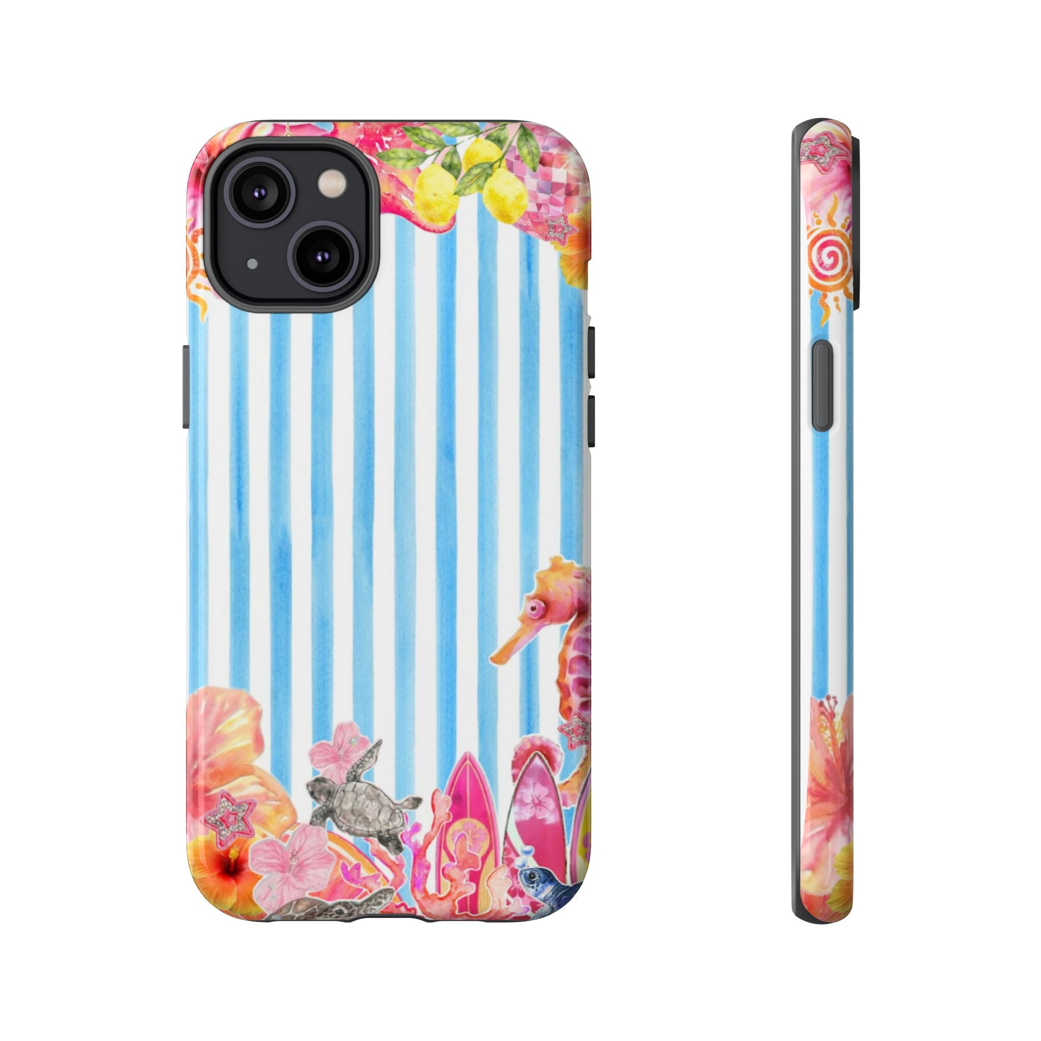 Beach Blue Striped Tough Phone Case