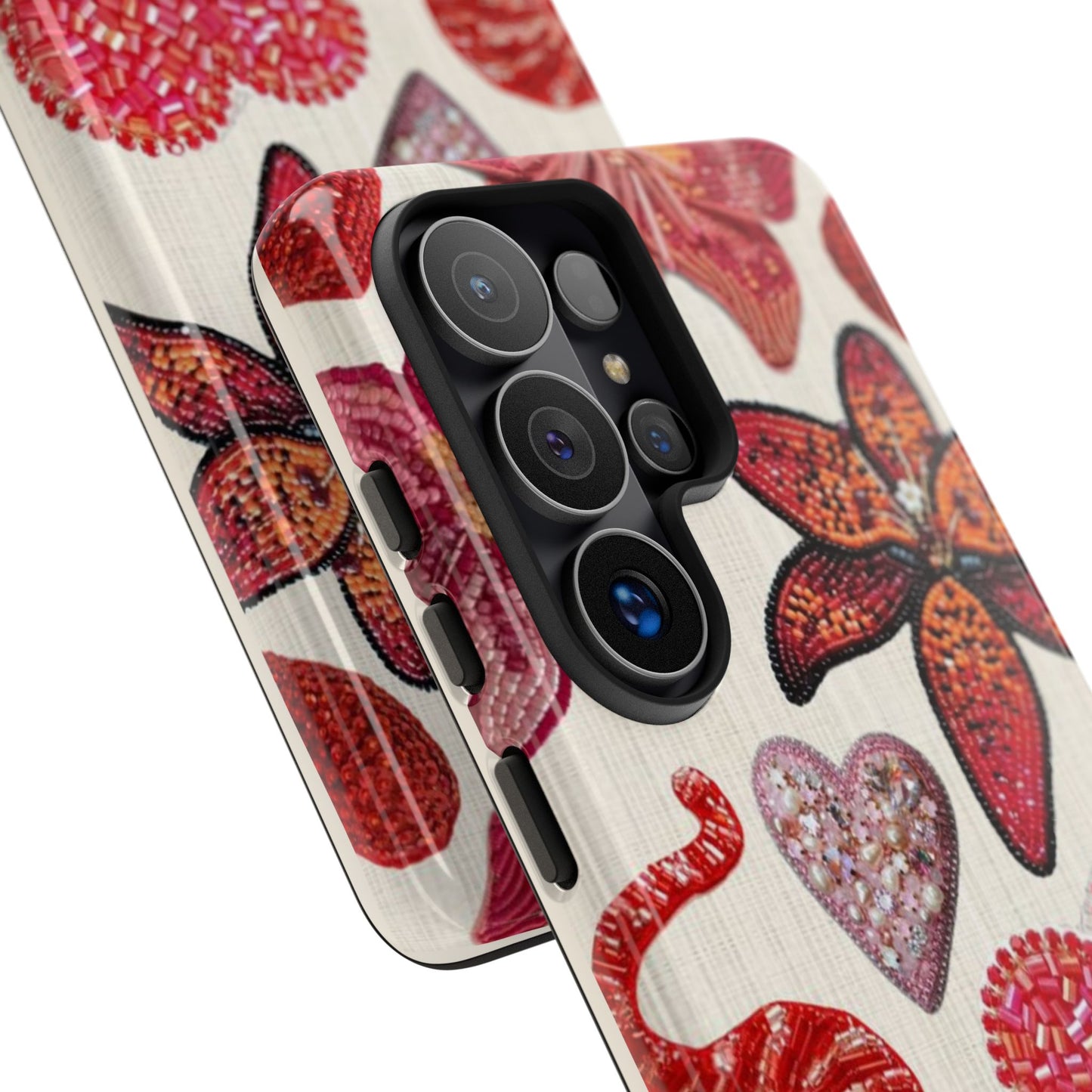 Floral & Heart Pattern Tough Case
